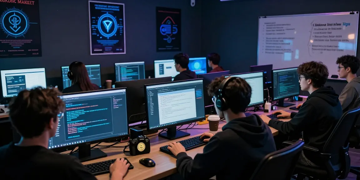 Best Darknet Markets 2026 explored in a cyber cafe with individuals engaging in secure digital transactions.