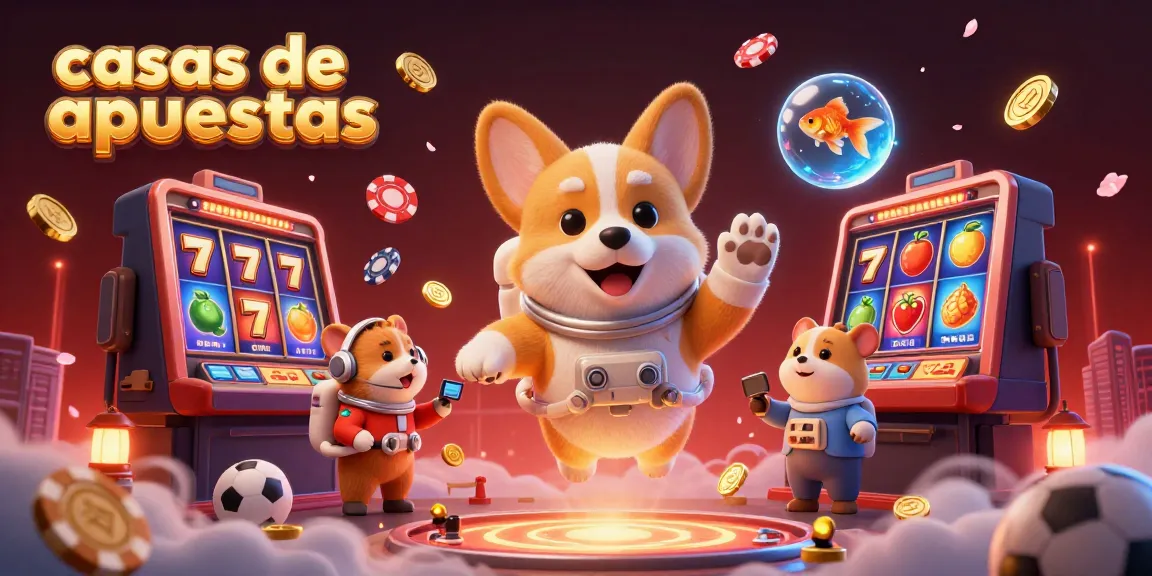 Apuestas emocionantes en casas de apuestas 2026 con un corgi astronauta y elementos de casino flotando