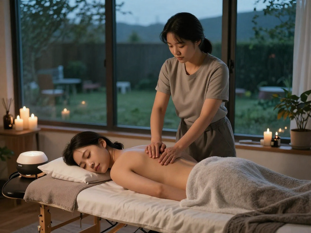 Enjoying a relaxing 강동구출장안마 experience with a serene in-home massage therapy session.