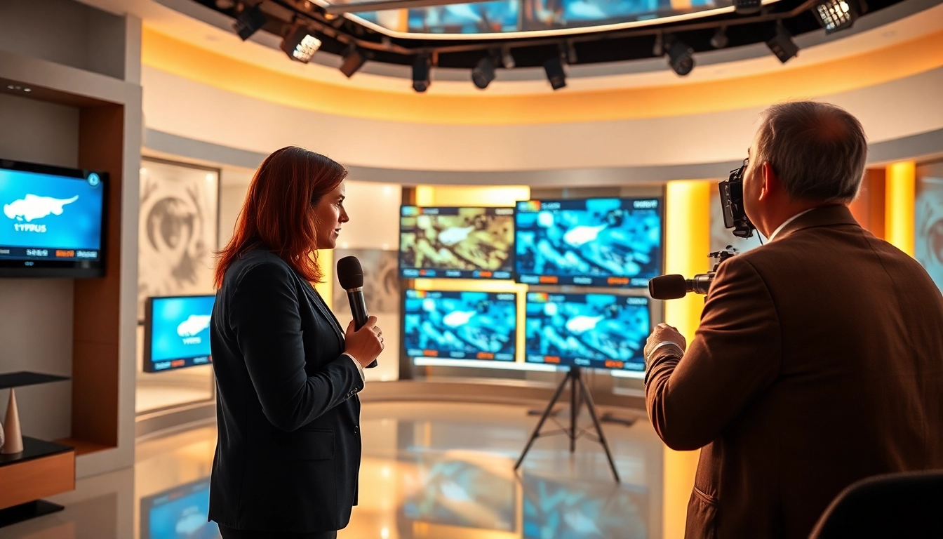 Engaging journalist covers Cyprus news updates at https://cyprusnews.eu/ in a vibrant newsroom setting.