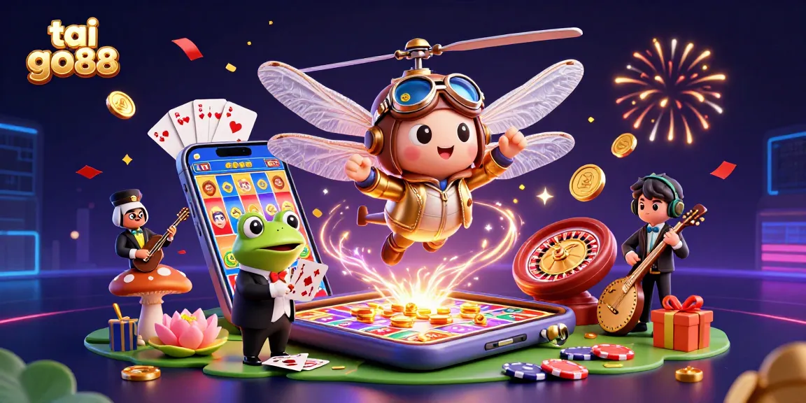 Engage with tai go88 games in this vibrant 3D casino scene featuring lively characters and exciting gambling elements.