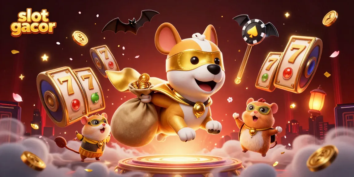 Slot gacor mengungkap peluang menang dengan superhero anjing dan hamster di latar kasino yang memukau.