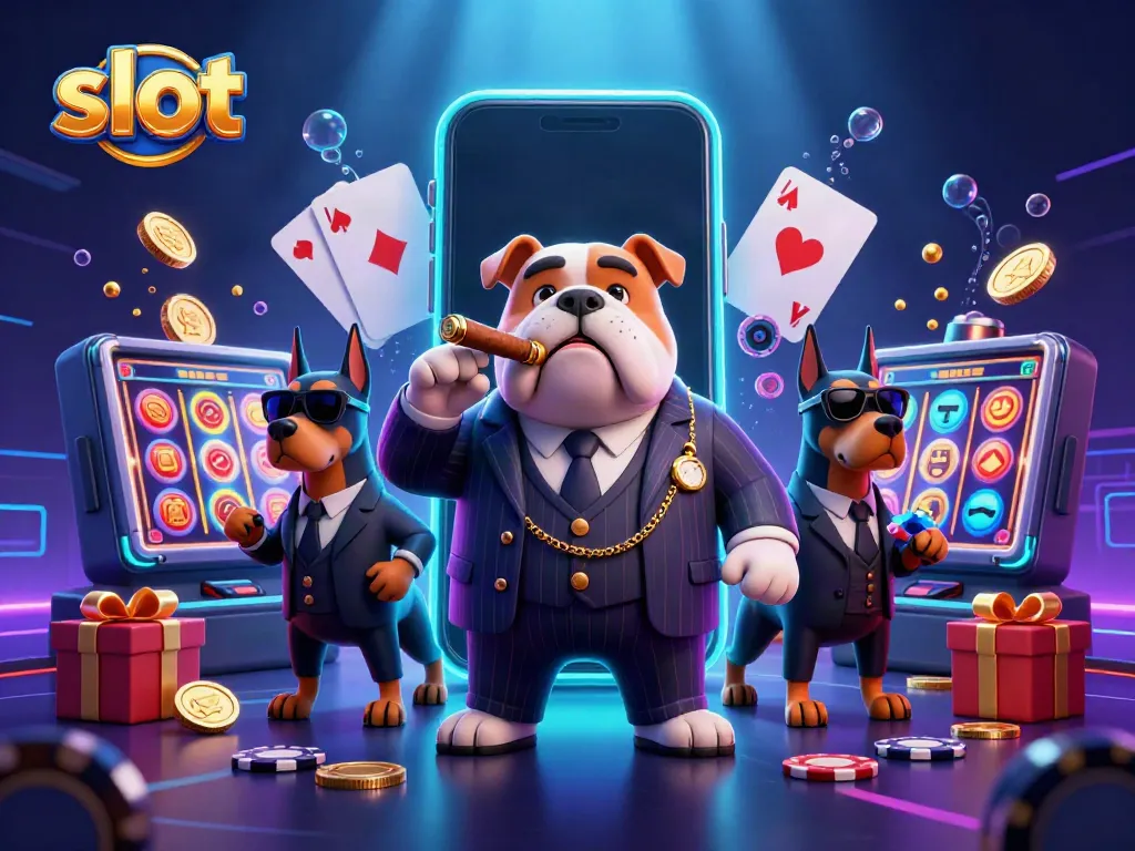 Experience thrilling slot gaming as the mafia boss cartoon character showcases excitement in a vibrant casino scene.