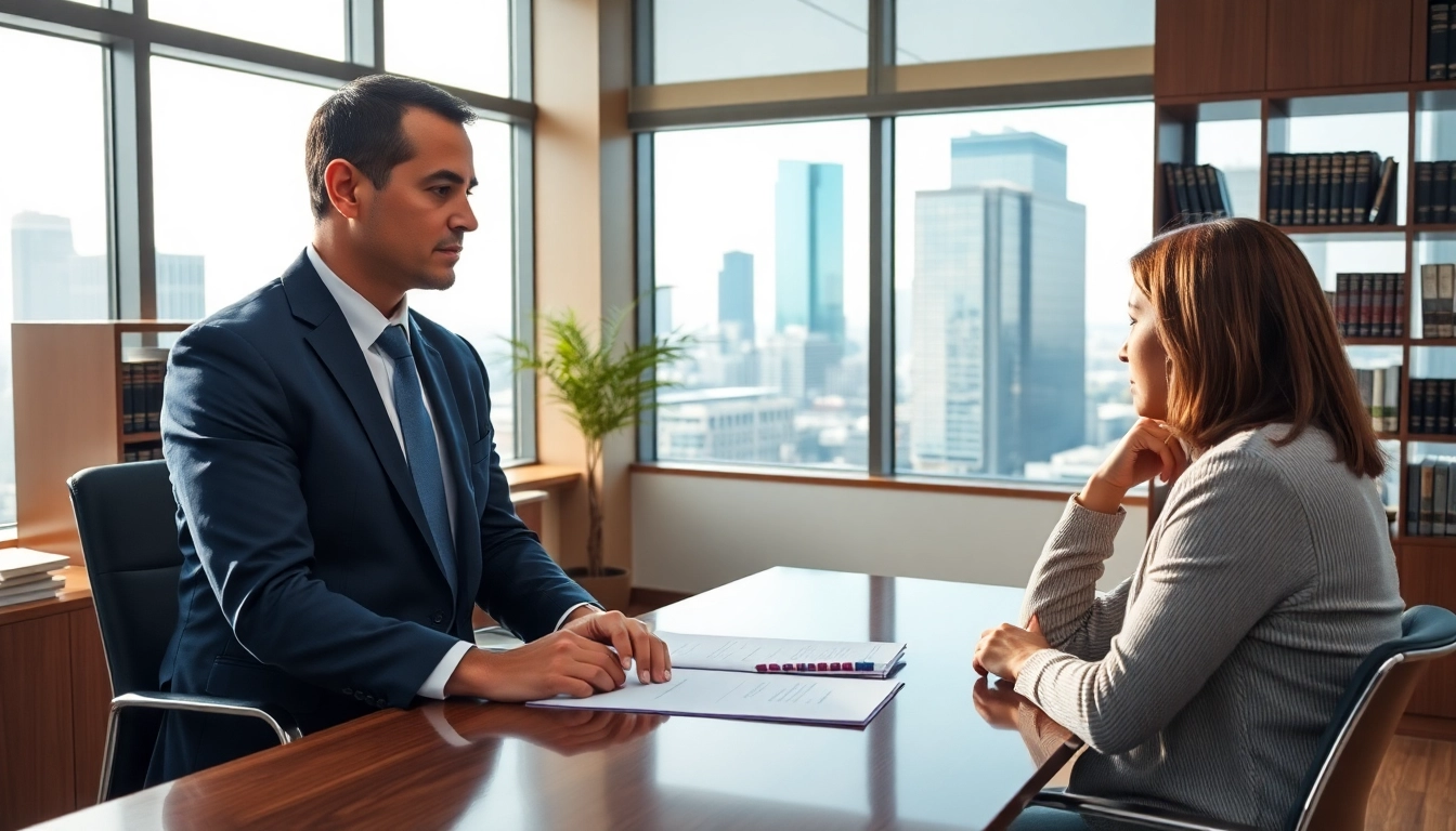 A Houston Legal Malpractice Lawyer consulting with a distressed client in a professional office.