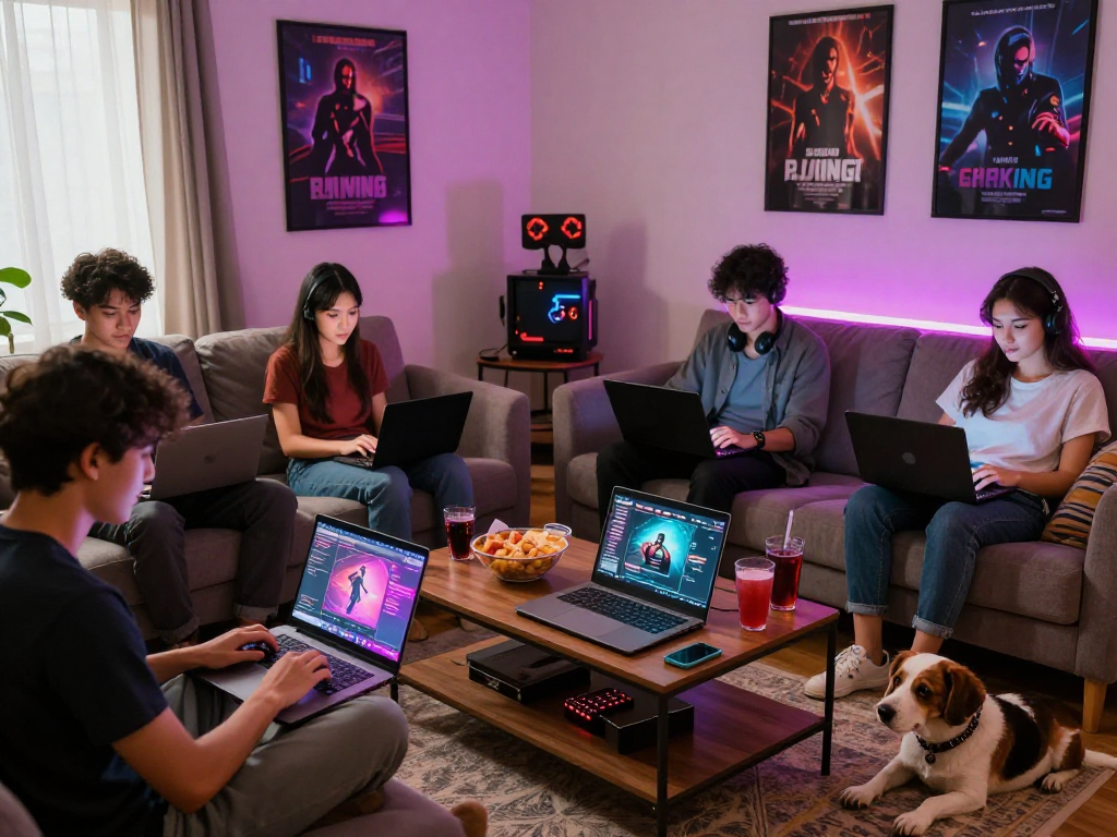 Friends enjoying real sex games in a cozy gaming night setting.