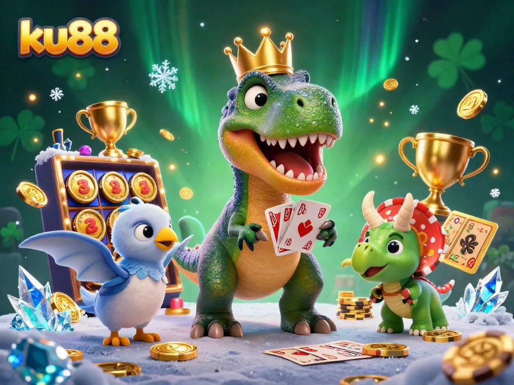 ku88 displays thrilling casino action with friendly characters in a vibrant gaming atmosphere