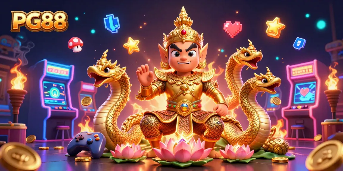 Experience exhilarating gaming with PG88’s vibrant casino illustration showing exciting game elements.