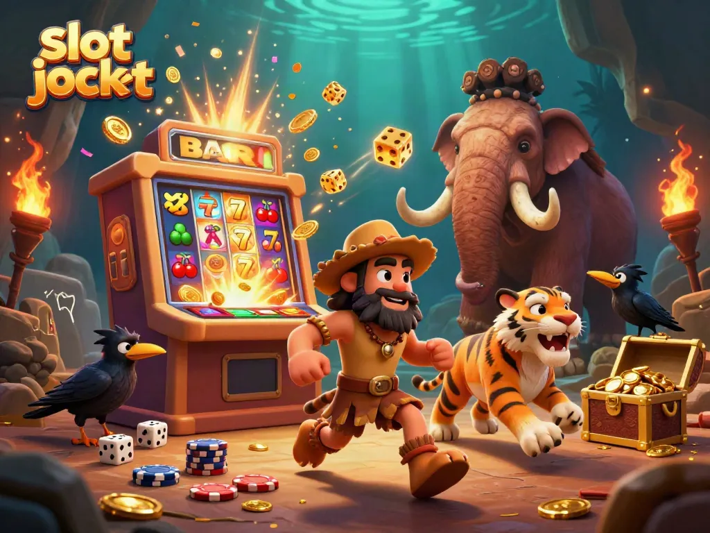 Experience the thrill of slot jackpot wins in this vivid 3D casino scene filled with playful characters and dynamic gaming elements.