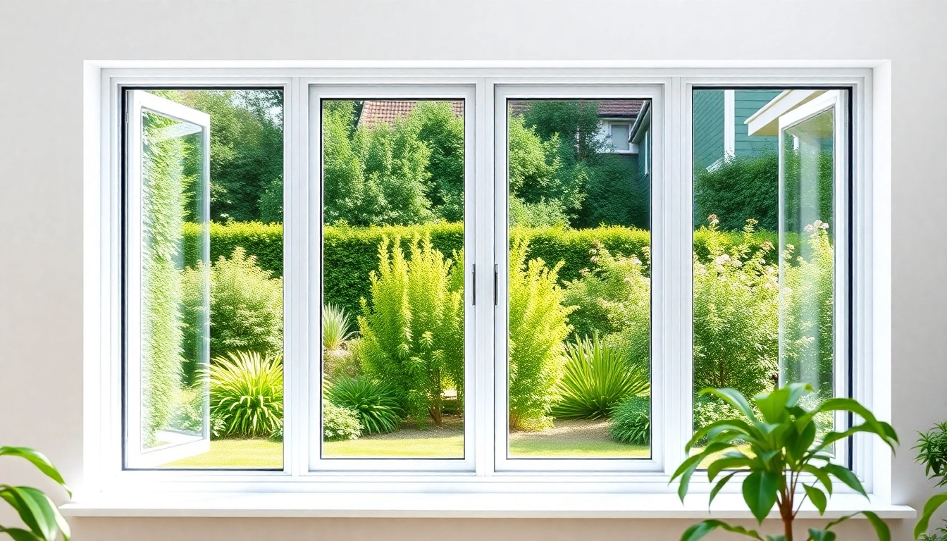 View a pair of sleek double glazed windows enhancing a modern home surrounded by nature.