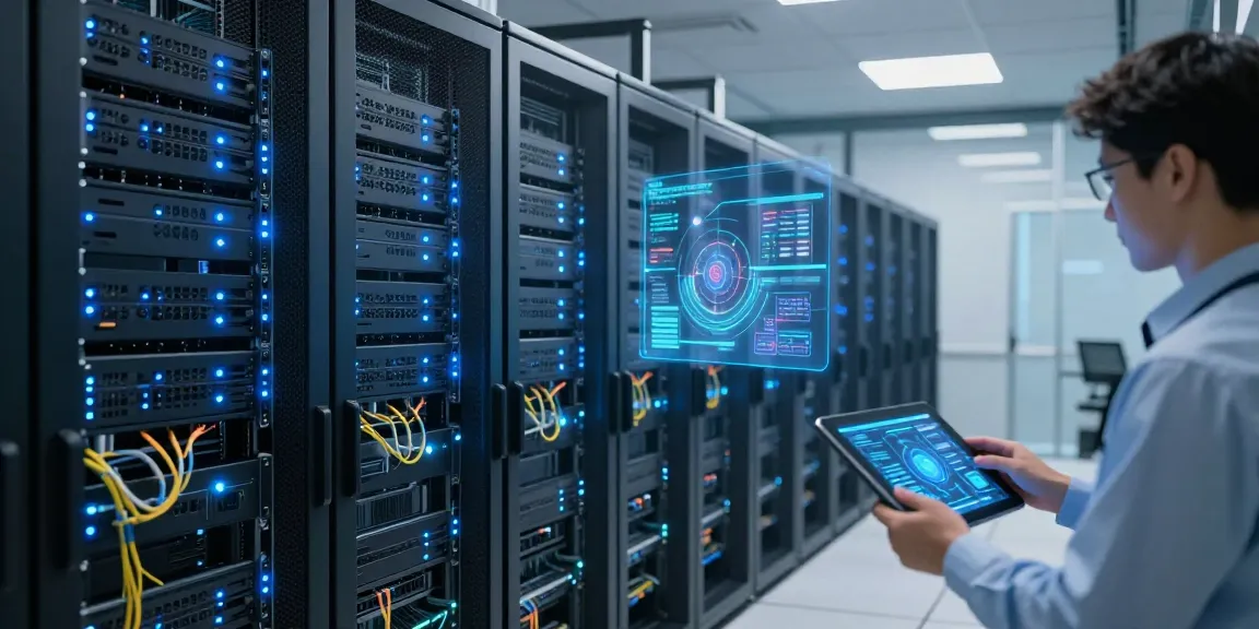 GO8 cloud computing infrastructure in a modern data center with advanced server systems and data visualization.