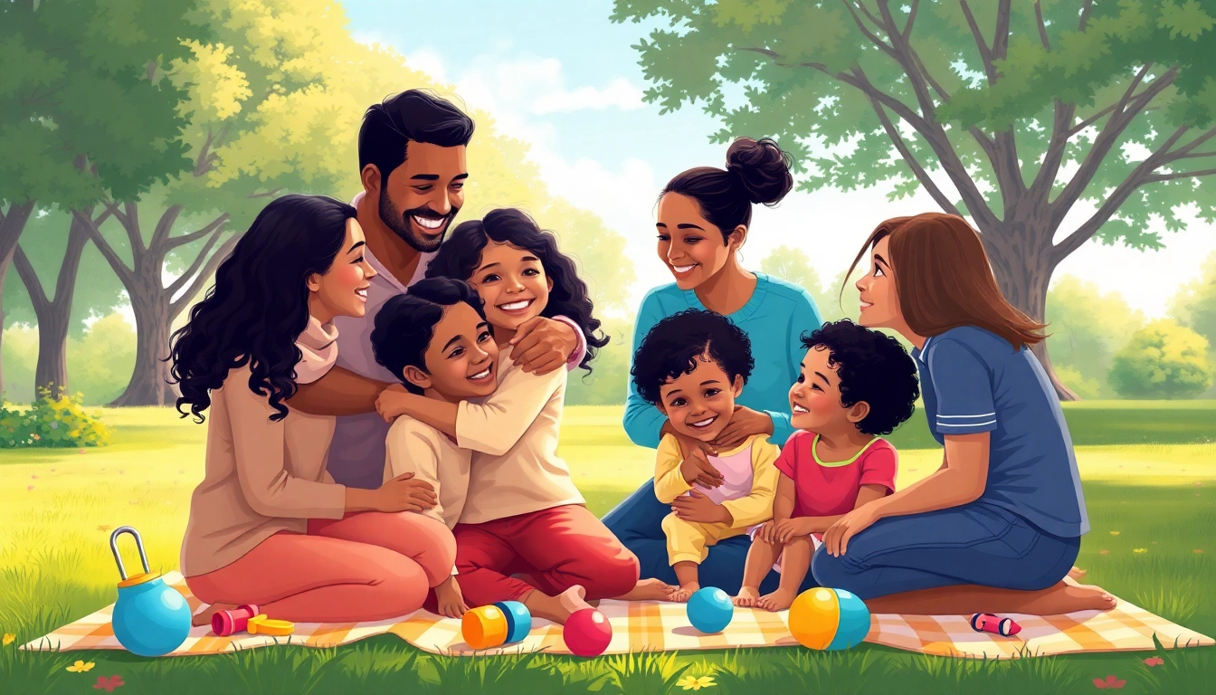 Families connecting through love and support, emphasizing keeping families connected in heartfelt scenes.